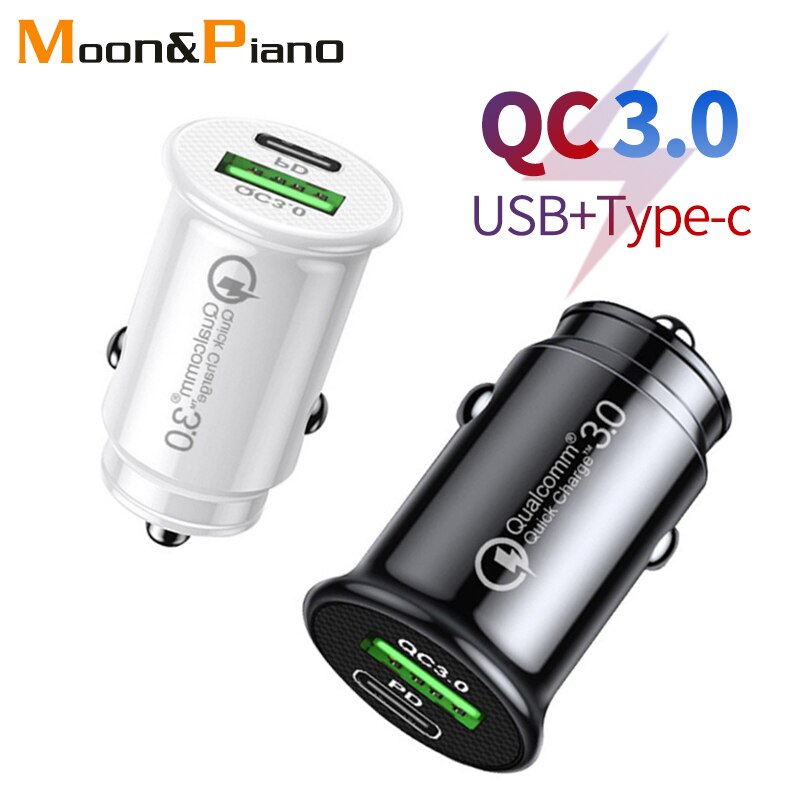 QC 3,0 Auto Ladegerät Schnelle Ladung Weiß Schwarz Mini bilden Auto Leichter Slot PD 20W USB Typ C Ladung praktisch
