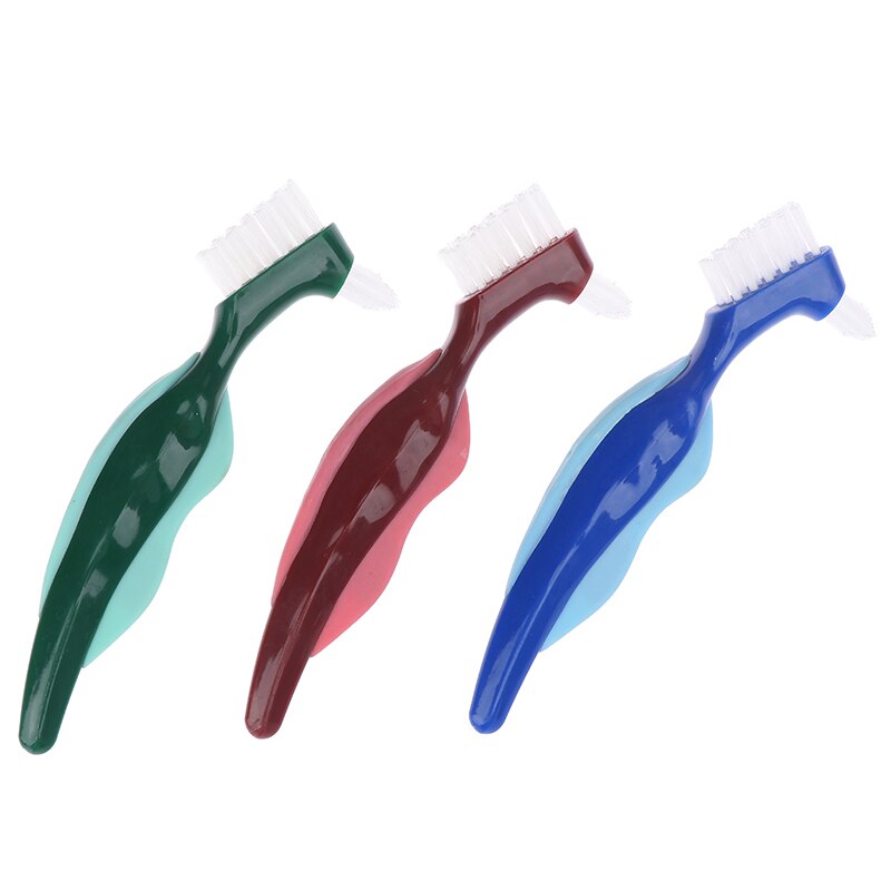 Cepillo de limpieza de dentadura de doble cara, cepillo de goma suave sin agarre, cerdas de múltiples capas, dentadura postiza, utensilio para cuidado bucal