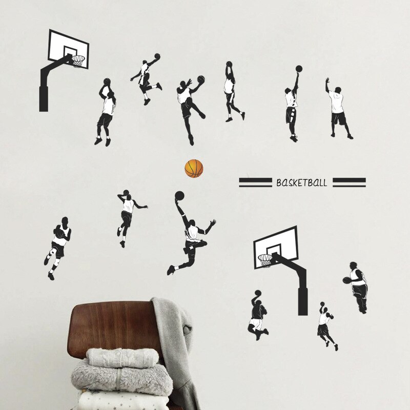 playing basketball dunk sports college students dormitory lining bedroom bedroom wallpaper self adhesive wall sticker