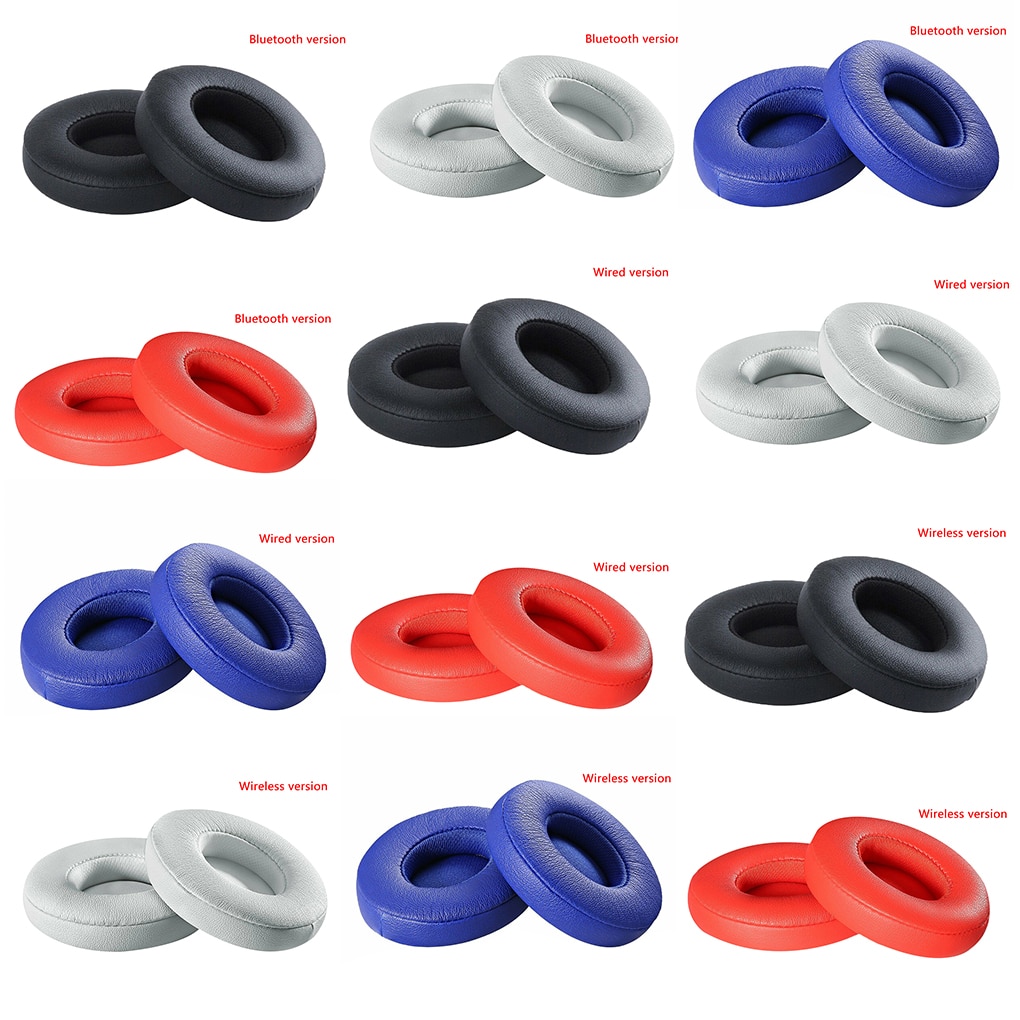 Proteinlæder memory foam ørepuder erstatning for beats solo 2/3 hovedtelefon ørepude bluetooth type kablet/bluetooth version