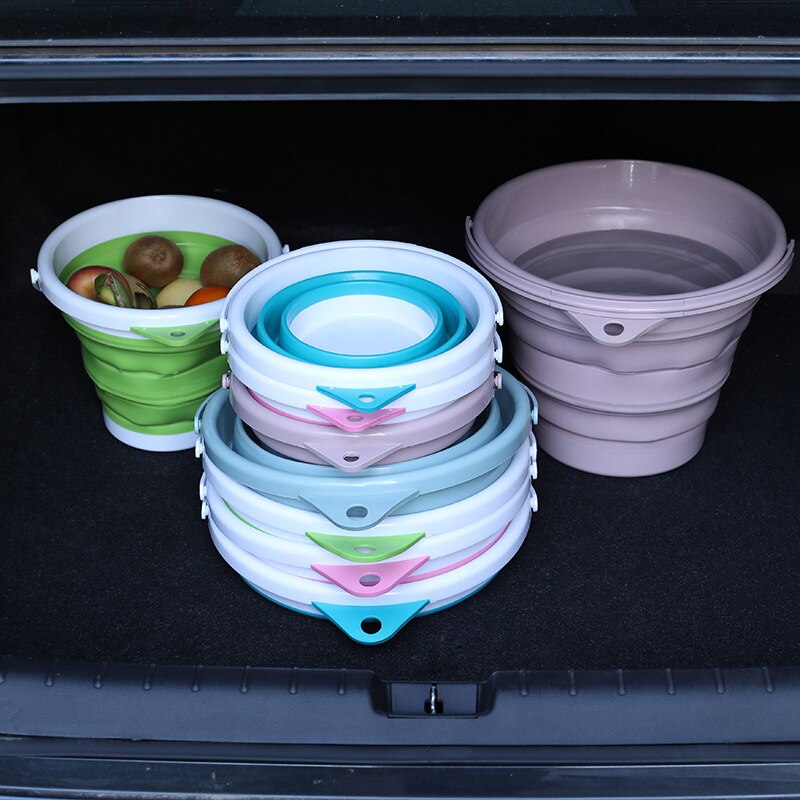Portable folding barrels plastic bucket outdoor car wash fishing trip household multi-functional household cleaning barrel