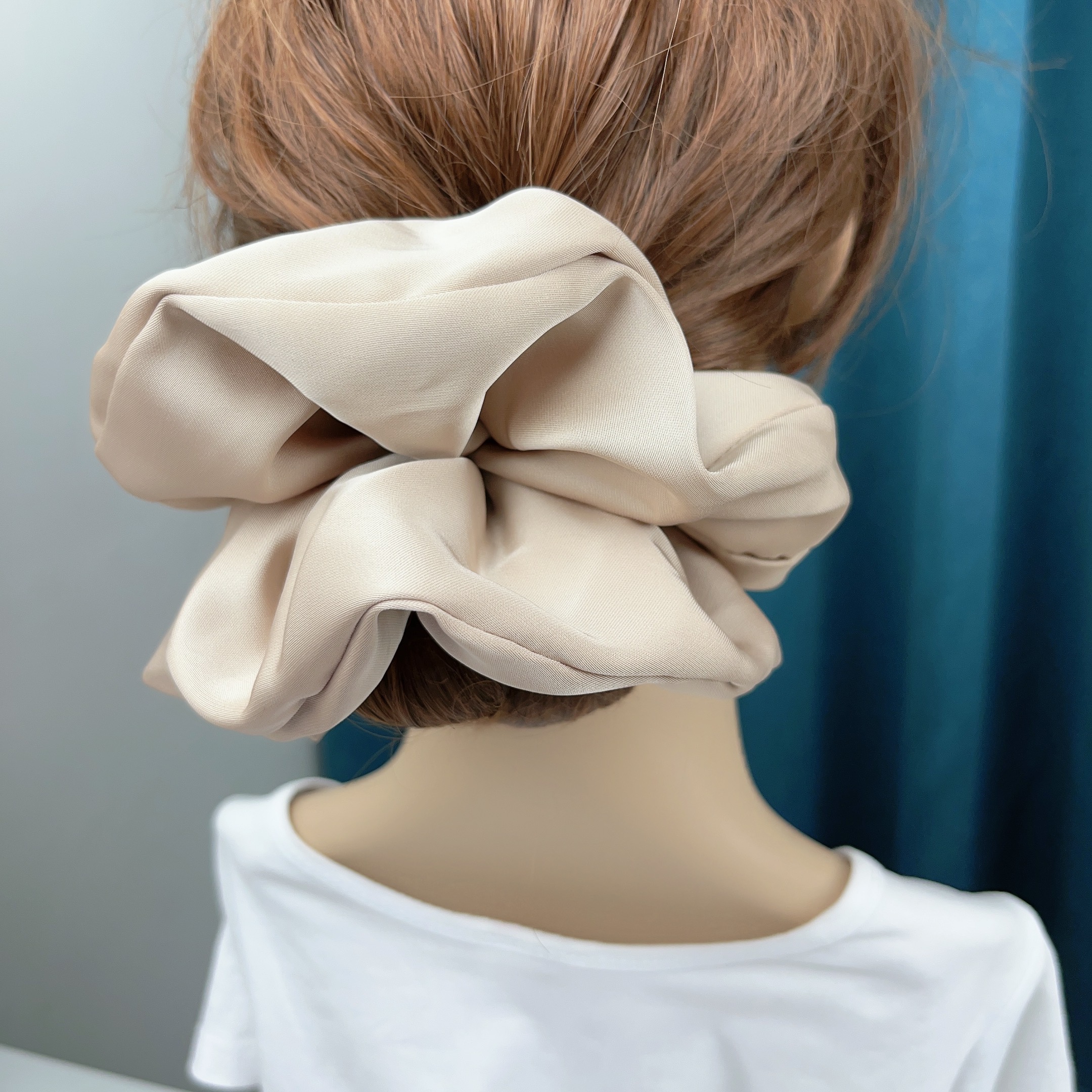 Scrunchies elásticos de seda sólida de gran tamaño para el cabello para mujeres y niñas, coletas de satén grandes, lazos para el cabello, bandas de goma, accesorios para el cabello,: Rosa