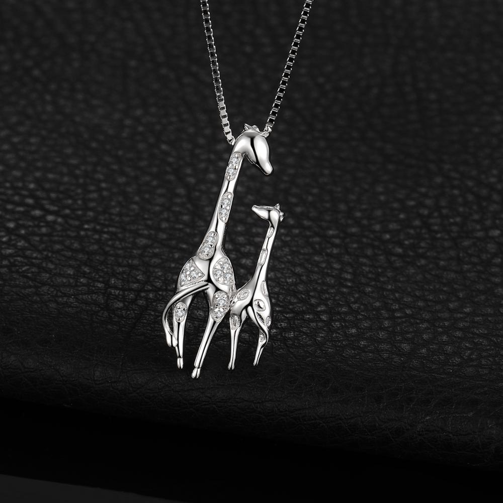 JewelryPalace – collier avec pendentif mère et fille, girafe, en argent Sterling 925, zircone cubique, Animal, pour femmes, sans chaîne