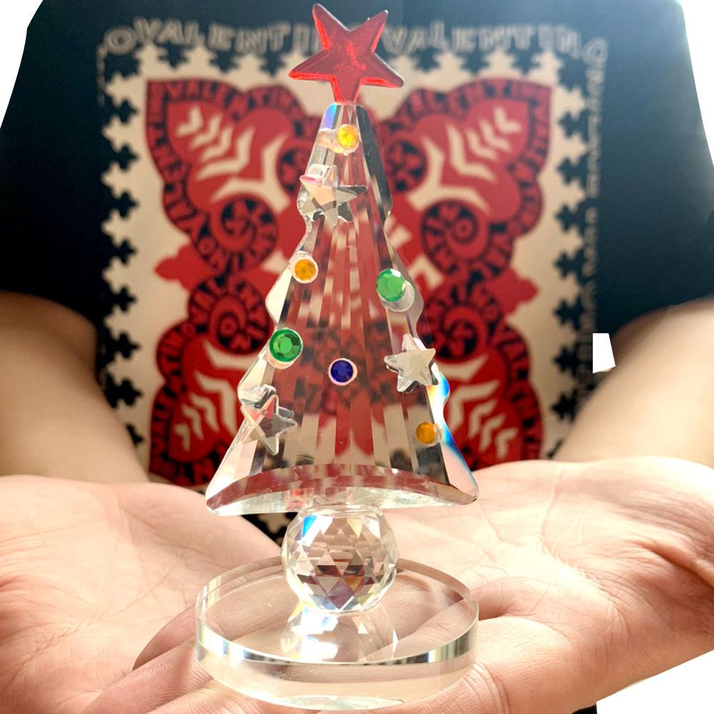 CRYSTAL CHRISTMAS TREE MINIATURE FIGURINES GLASS CHRISTMAS TREE ORNAMENTS CHRISTMAS CRYSTAL CRAFTS HOME DECORATION