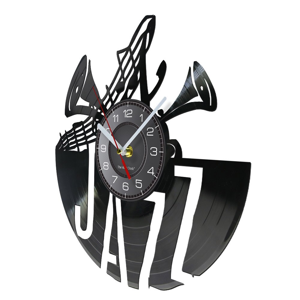 Jazz Art instrumento minimalista de música clásica disco de vinilo reloj Original decoración del hogar Jazz Vintage LP arte de pared silencioso reloj