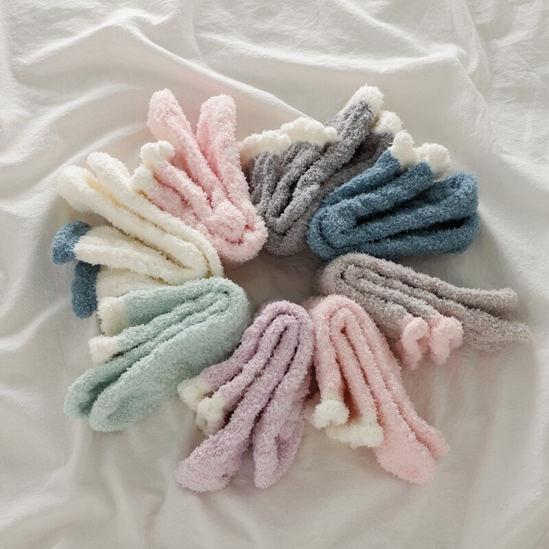 Winter Women Socks Cozy Cashmere Warm Sleep Socks Floor Home Fluffy Girl Socks Coral Velvet Feet Fall Warmer Christmas