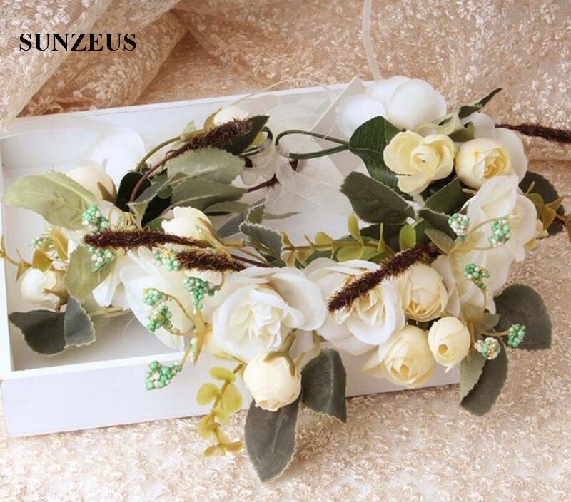 Flower Head Garland Wreath Hairwear Bridal Accessories Wedding Party Flowers Hairbands SQ227: picture color 7