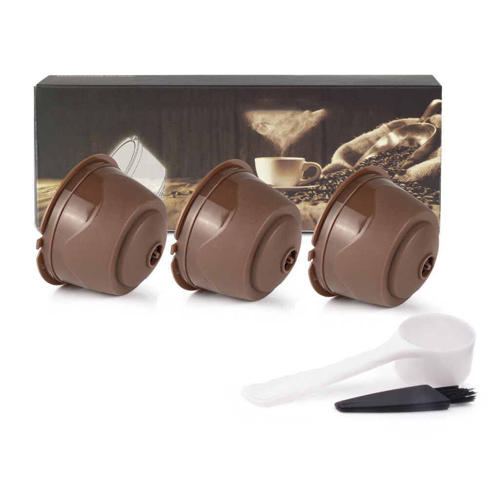3 Pcs Herbruikbare Hervulbare Capsules Pods Voor Dolce Gusto/Nescafe Machines Maker Koffie Capsule Cup: Brown