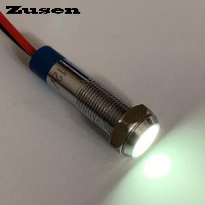 Zusen 6mm 220v led metalen lampje waterdichte Signaal lamp (ZS06-D/220 V/N): WHITE