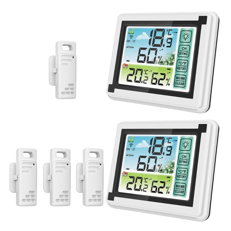 Indoor Outdoor Wireless Digital Weather Station Max Min Records ℃ ℉ Temperature meter Humidity Monitor Weather Clock Hygrometer