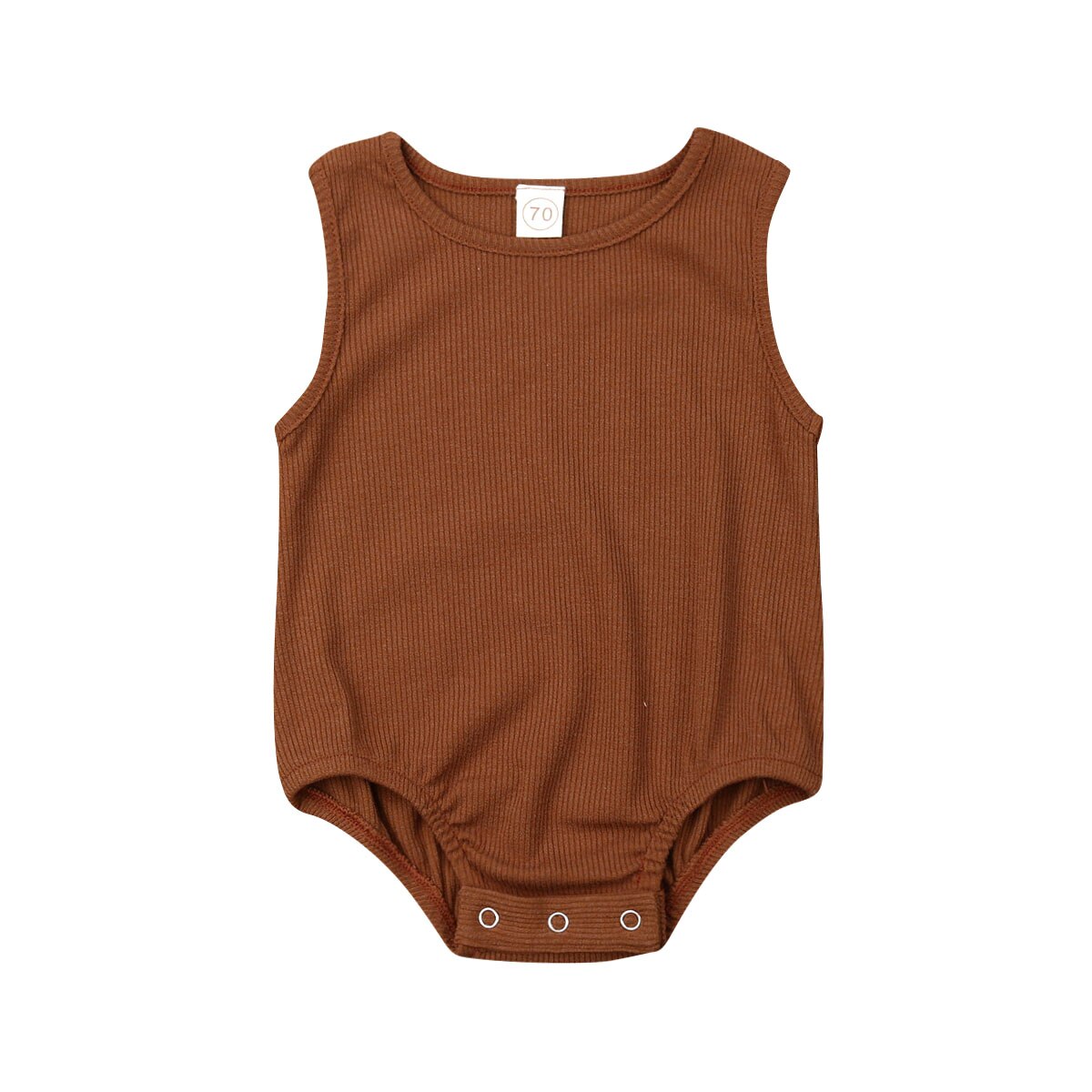 Baby Summer Clothing Newborn Infant Kids Baby Girls Boys Solid Bodysuit Casual Jumpsuit Playsuit Sleeveless Outfits Clothes: Khaki / 6M