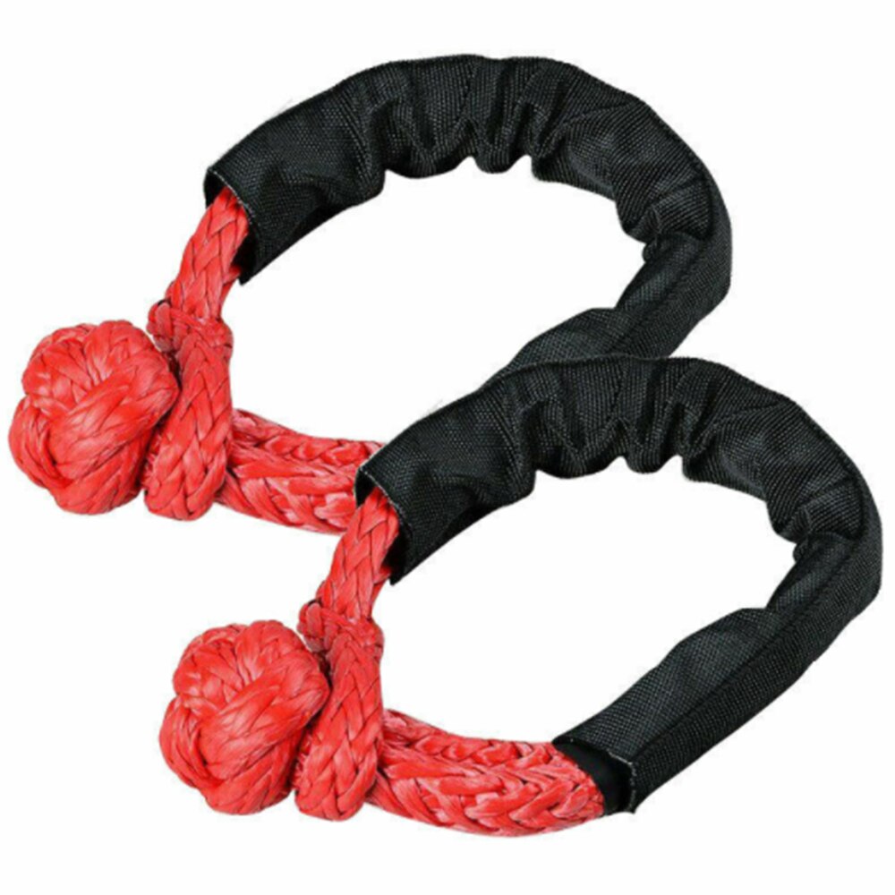 2pcs Soft Shackle Rope Synthetic Tow Recovery Strap 38,000LBs WLL 7.5Tons: Red