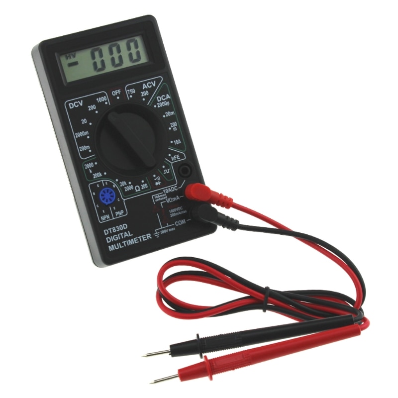 1Pc Digital Multimeter with Buzzer Voltage Ampere Meter Test Probe DC AC LCD