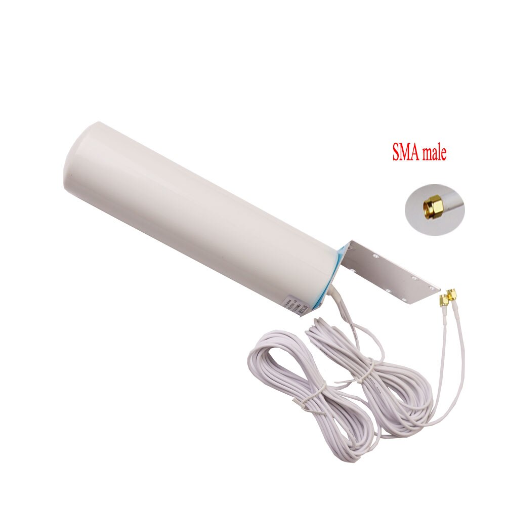 Zqtmax 12dBi Omni Communicatie Antenne CRC9 TS9 Sma 2G 3G 4G Lte Repeater Tv 5M Dual kabel Voor Huawei Xiaomi Zte Wifi Router: 2xSMA male 5m