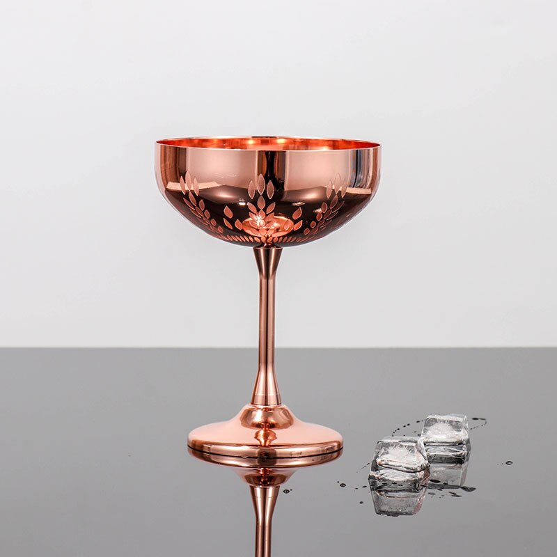 304 rustfrit stål 270ml martini cocktailglas bæger personlighed metal glas hvede øre glas champagneglas