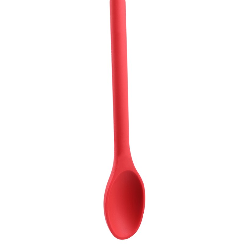 Cake Putty Spatula Mixing Spoon Kitchen Silicone Spoon Long-handled Cooking Utensils Tableware Kitchen Soup Spoons: Red