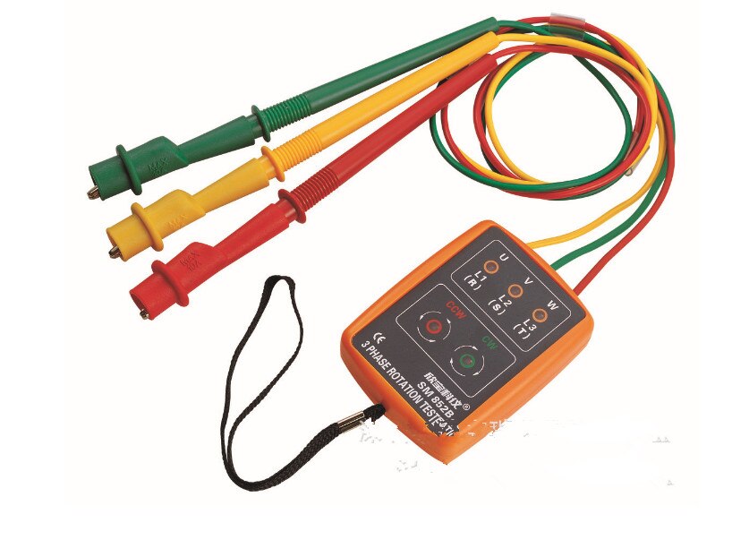 3 Phase Rotation Tester Digital Phase Indicator Detector LED + Buzzer SM852B Phase Sequence Meter 60V~600V AC Three Phase