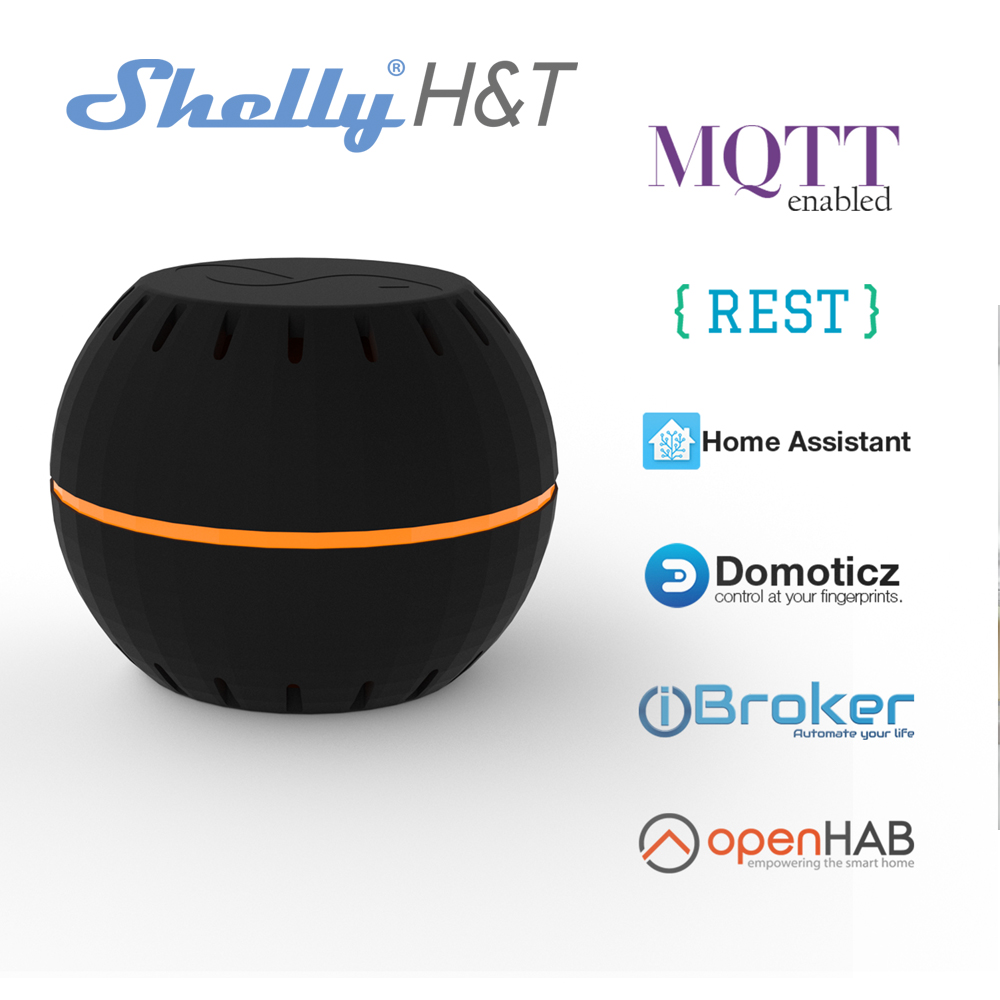 Der wlan-fähige feuchtigkeits- und temperatursensor shelly ht verfügt über integrierte module für feuchtigkeit und temperatur und einen geringen stromverbrauch.