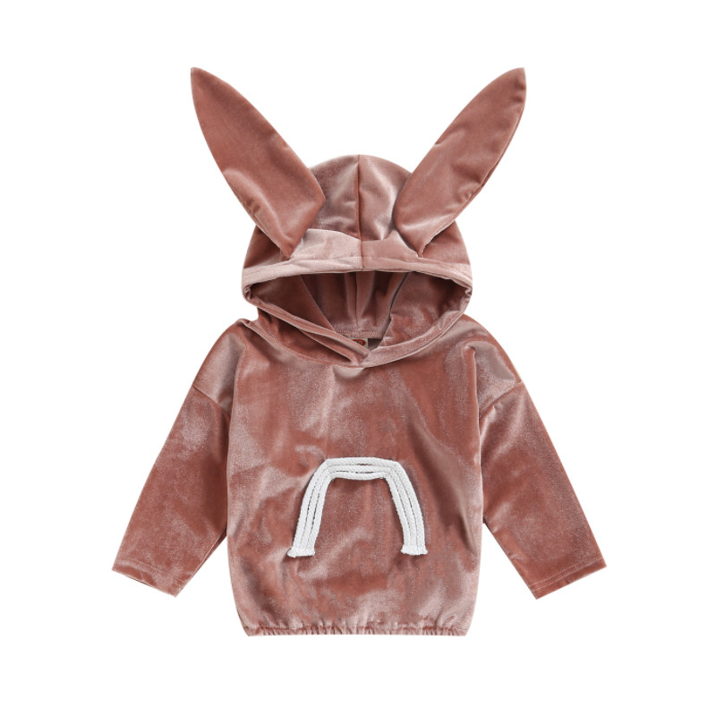 dreptać dziewczynka bluza z długim rękawem, kreskówka uszy królika gruby sweter, niewidoczny regulowany sznurek topy: 2 / 18-24 Months