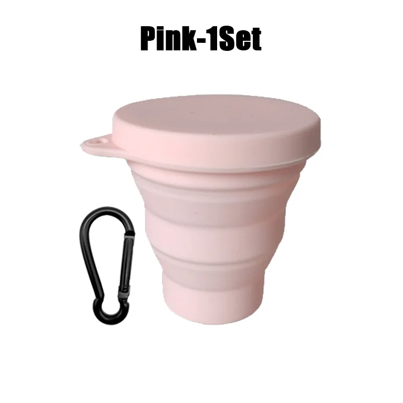 180 ml Klappbecher Mini Einziehbarer Becher Silikon Tragbare Teetasse draussen Reise Kaffee Teleskop Trinkbecher mit Deckel: Rosa