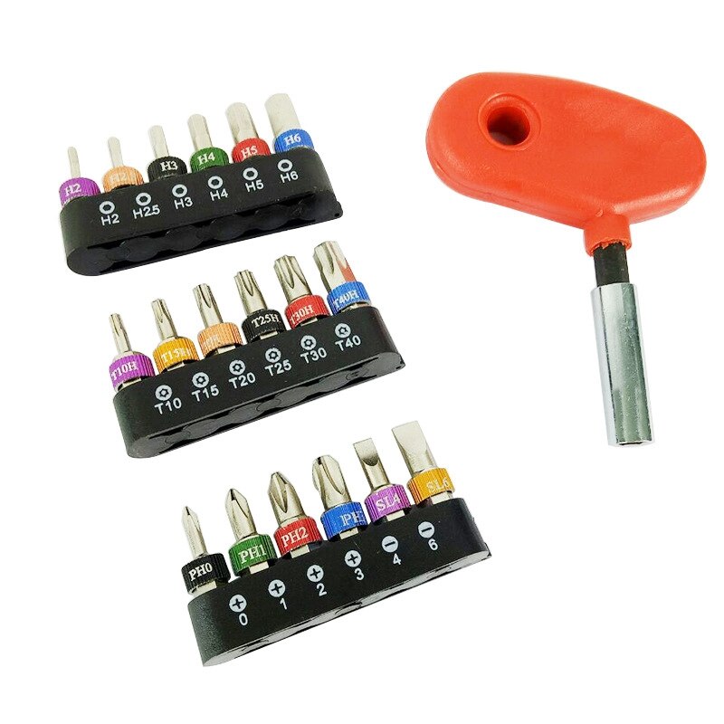 Micro-Screwdriver Bit Set with Reversible Drive Handle Phillips,Slotted Torx 1/4" Drive Multi Bits Set