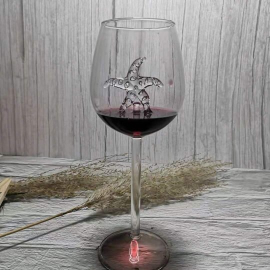 Indbygget hajvinsglas bæger whiskyglas middag dekorere håndlavet krystal til festfløjter glas: Søstjerne 21cm