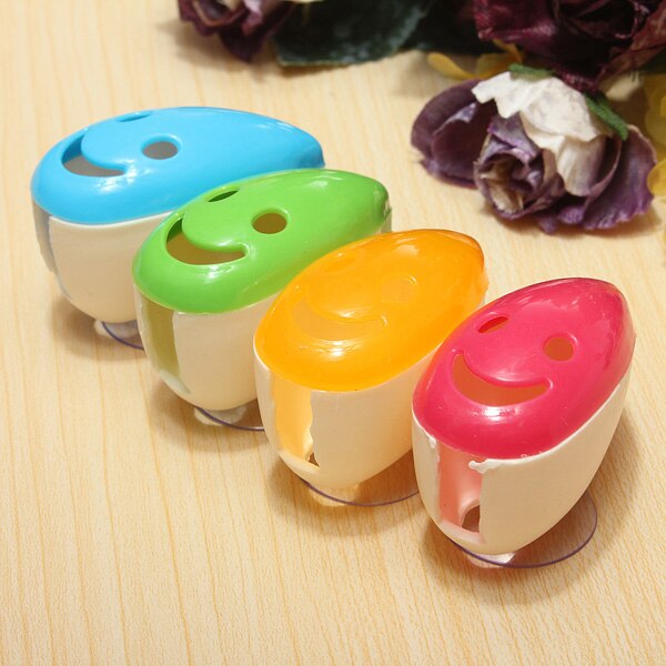 Lovely Smiley Face Toothbrush Holder Stand Mount Strong Suction Cup Home Bathroom Accessories 4pcs