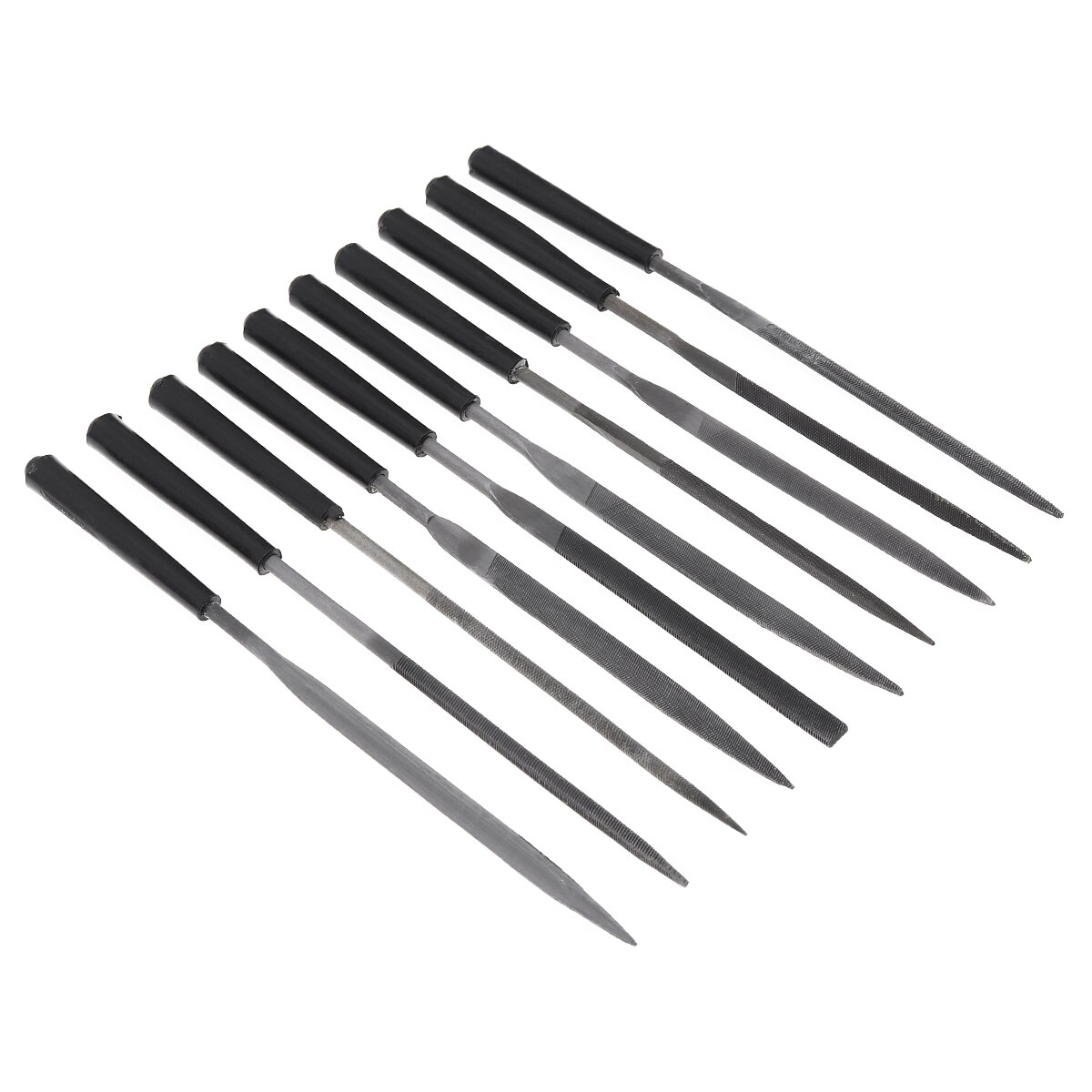 10pcs 140mm Trimming Steel File Set Semi-circular Flat Head Triangle Square File Combination Medium-toothed for Woodworking