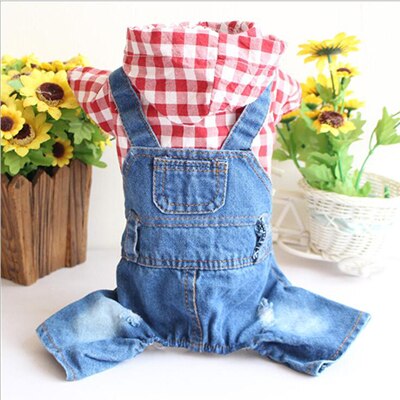 SILD Denim-Jumpsuit Für Hunde – Jeans-Overall Mit Kapuze, Blau, Für Kleine & Mittelgroße Hunde | Vintage-Look