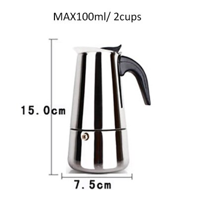 Cafeteria Espresso Coffee Maker Stove top Moka Coffee Pot Mocha maker coffee machine cappuccino latte 100/200/300/450ML Biolomix: 100ml