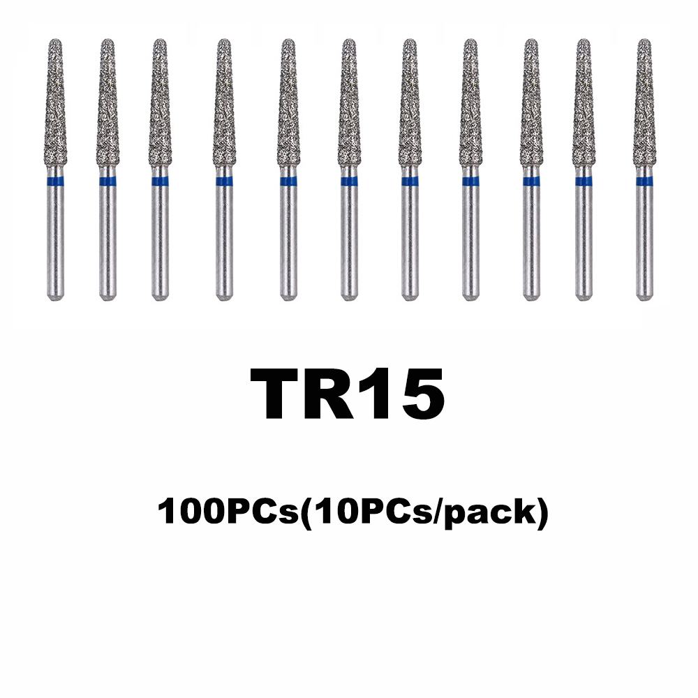 100PCs Dental Diamond Burs Drill Dentistry Burs Dia-burs for High Speed Handpiece Handle Diameter 1.6mm Dentist Tools BR31 FO32: 100PCs TR-15