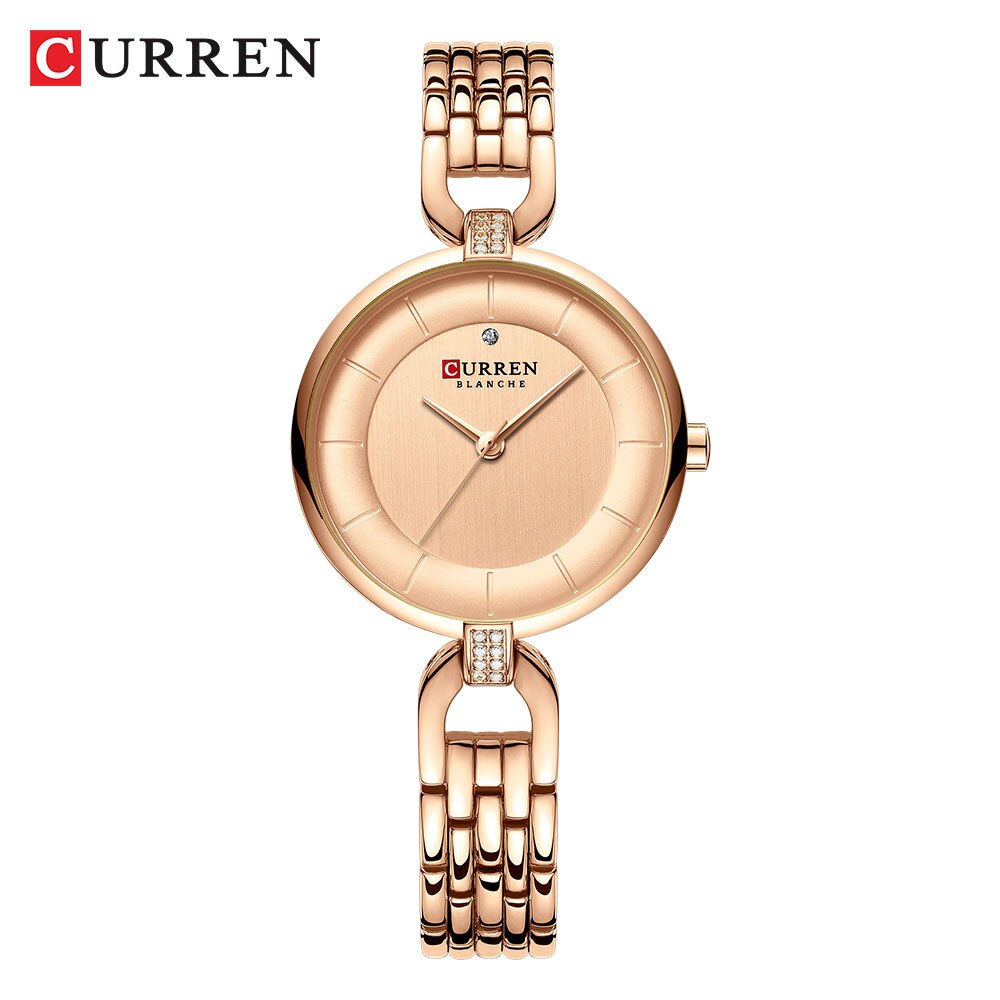 Luxe CURREN Simple Casual Quartz Horloges Vrouwen Zilveren Jurk Horloge Vrouwelijke Klok Dames Horloge met Roestvrij Staal: rose watch