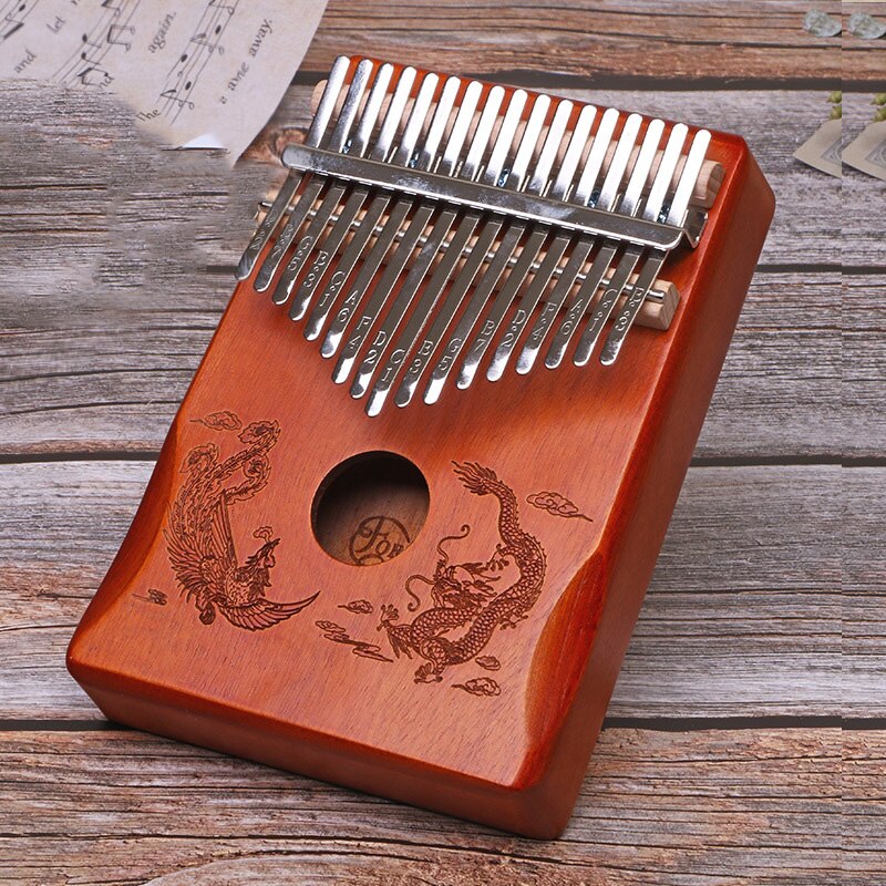 Kalimba, 17 teclas, Pulgar, Piano, de gran , dedo de caoba, Piano portátil, 17 teclas, teclado de música, instrumento: GUD Dragon