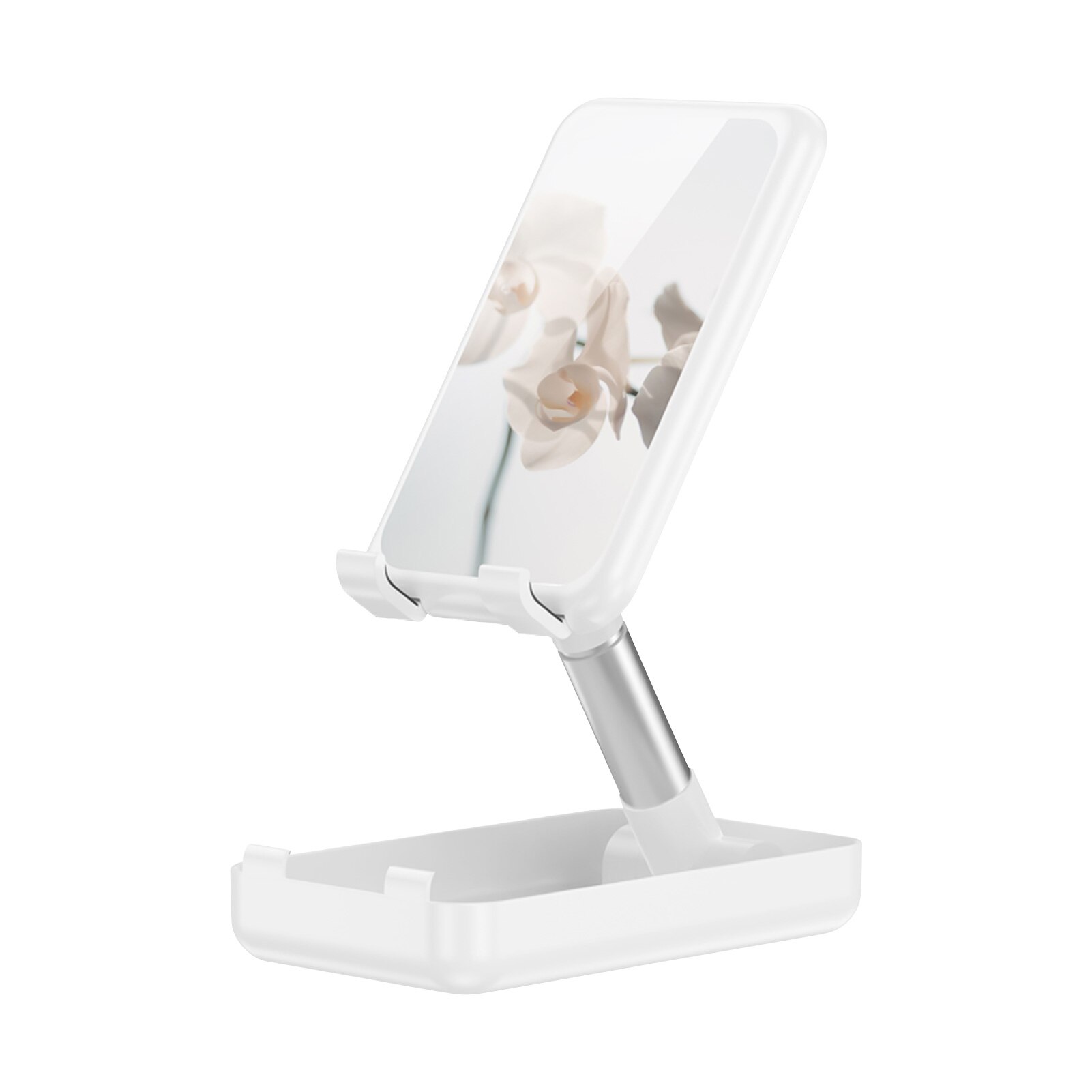 Soporte de escritorio Universal ajustable de Metal para teléfono, soporte delgado para IPhone 12 ProMax, Xiaomi, tableta: White-T2