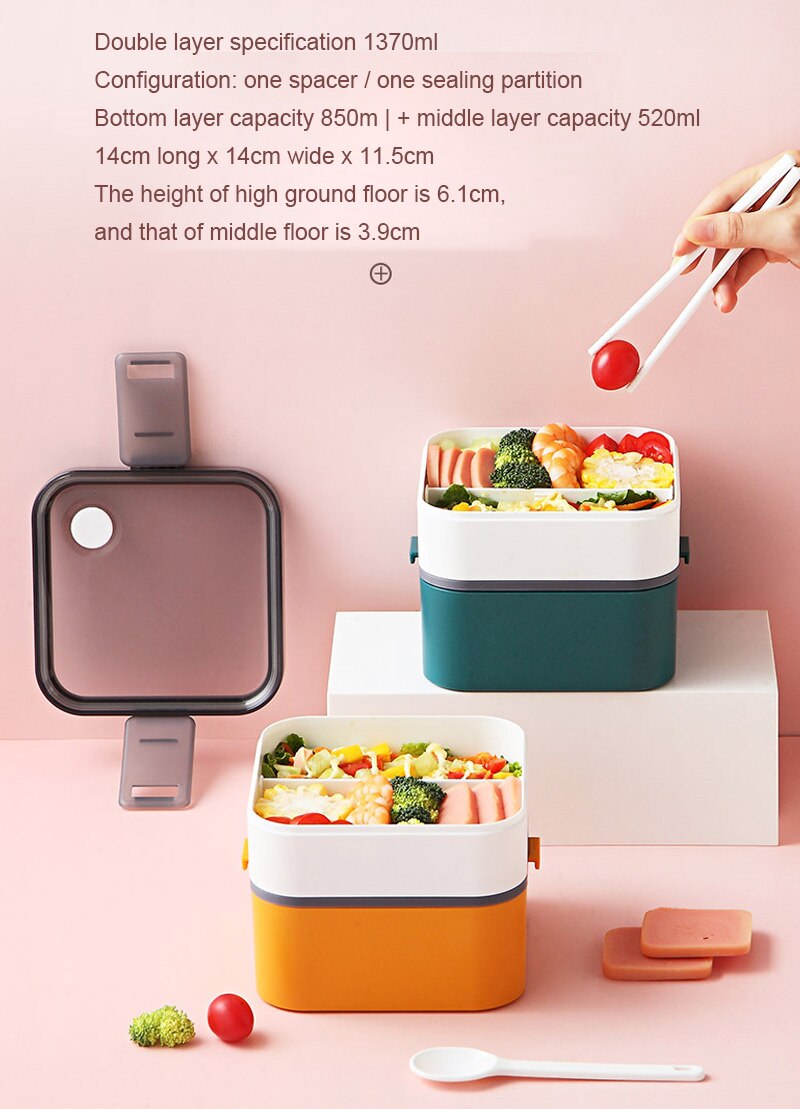 Simple Lunch Box Can Be Heated In A Microwave Oven, Carrying A Lunch Box With Cutlery Set, Office Worker, Student