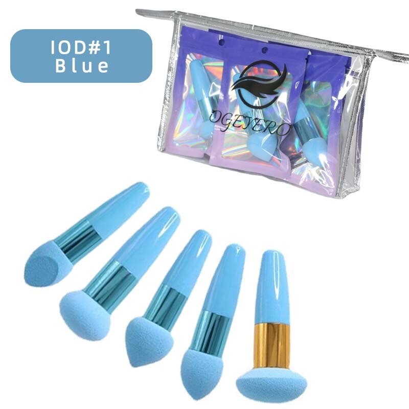 Esponja de base de maquillaje con cabeza de hongo, esponja de mezcla de polvo, Kit de belleza suave, herramientas de maquillaje cosmético , 5 piezas
