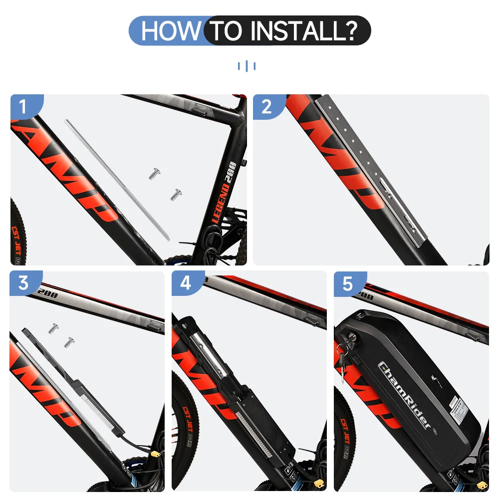 E-bike Bicycle Battery Mount Bracket Holder, Ebike Battery Downtube Frame, Mounting Rack for HaiLong Battery Adapter Tool Parts