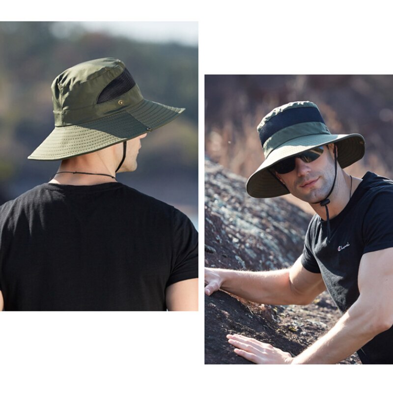Men's Panama Hat Outdoor UV-proof Breathable Bucket Hat Wide Brim Hat Summer Hiking Anti-UV Sun Hat Fisherman Hat Cowboy Cap