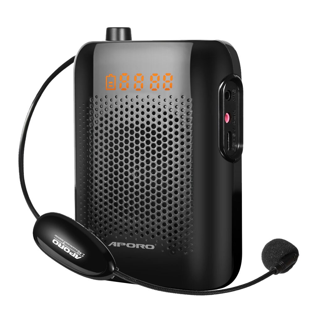 Megaphone Speaker Bluetooth Loudspeaker Microphone Voice Amplifier Booster for Teaching Tour Guide Sales: Black