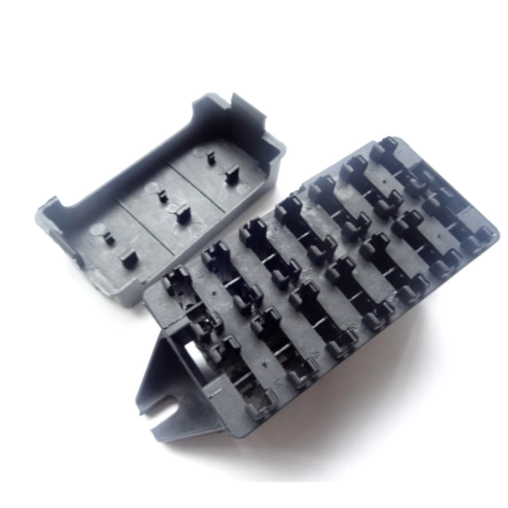 14 Way Black Car Seat Medium Relay Fuse Box Assembly with 28pcs Terminals Car Engine Compartment Insurance Holder Box Mounting