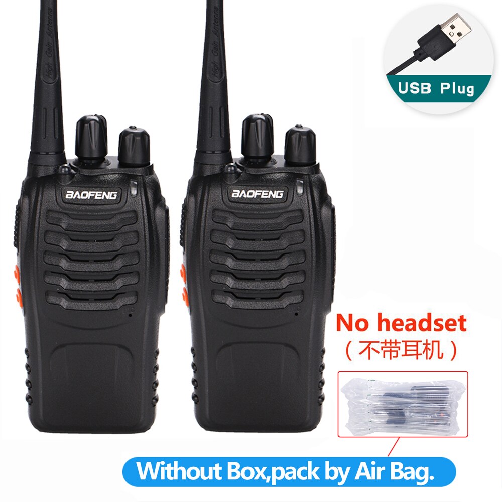 1 Of 2 Stuks Baofeng BF-888S Walkie Talkie 5W Two-Way Radio Draagbare Cb Radio Uhf 400-470Mhz 16CH Comunicador Zender Transceiv: 2pcs USB no headset