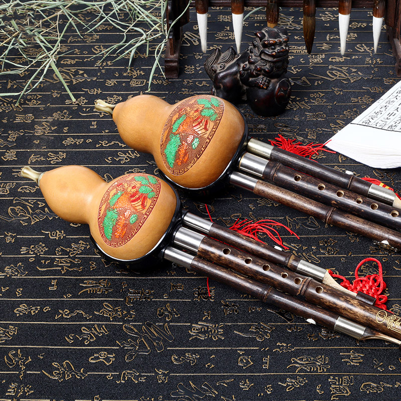 1 Stuk C-Key Hulusi Traditionele Chinese Handgemaakte Fluit Kalebas Cucurbit Fluit Etnische Muzikale Houtblazers Instrument
