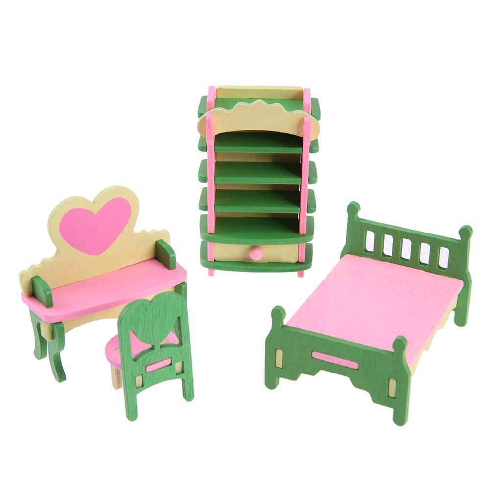 Simulation Miniature Wooden Furniture Toys Dolls Kids Baby Room Play Toy Furniture DollHouse Wood Furniture Set For Dolls: 541