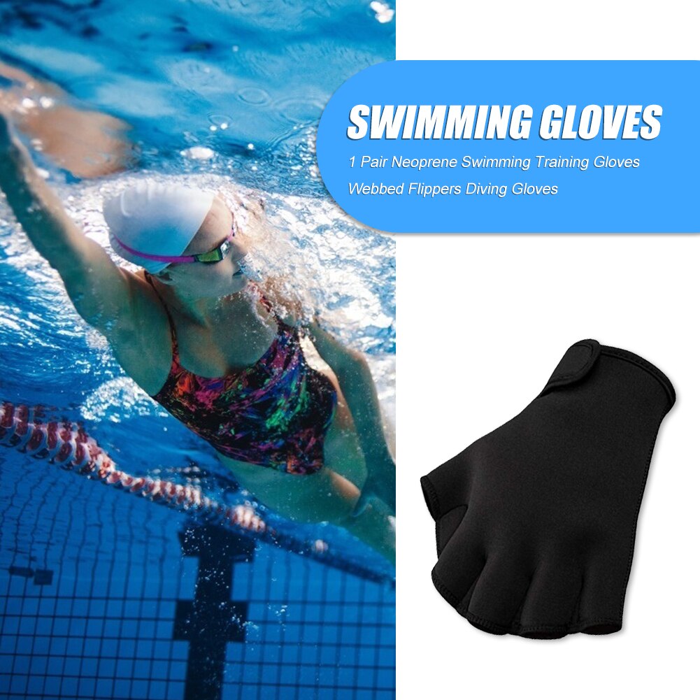1 Pairtraining Vingerloze Handschoenen Zwemmen Handschoenen Aquatic Fitness Water Weerstand Flippers Zwemvliezen Handschoen Duik Apparatuur Fit Pad