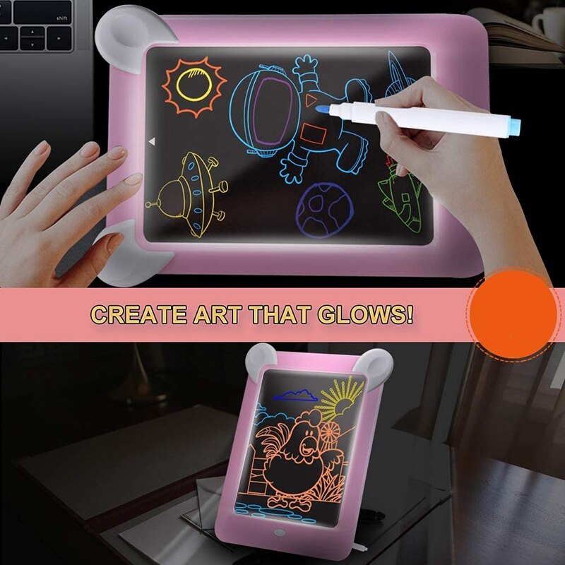 LCD Writing Tablet, Kids 3D LED Luminous Magic Drawing Pad, LCD Handwriting Drawing Doodle Board