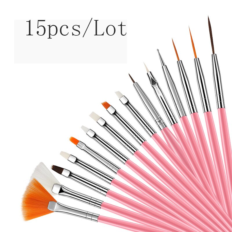 Juego de pinceles de maquillaje para uñas, juego de 15 unidades de pinceles de diamante para uñas, pluma de inmersión, Pluma de terapia de luz, conjunto de herramientas para manicura y belleza