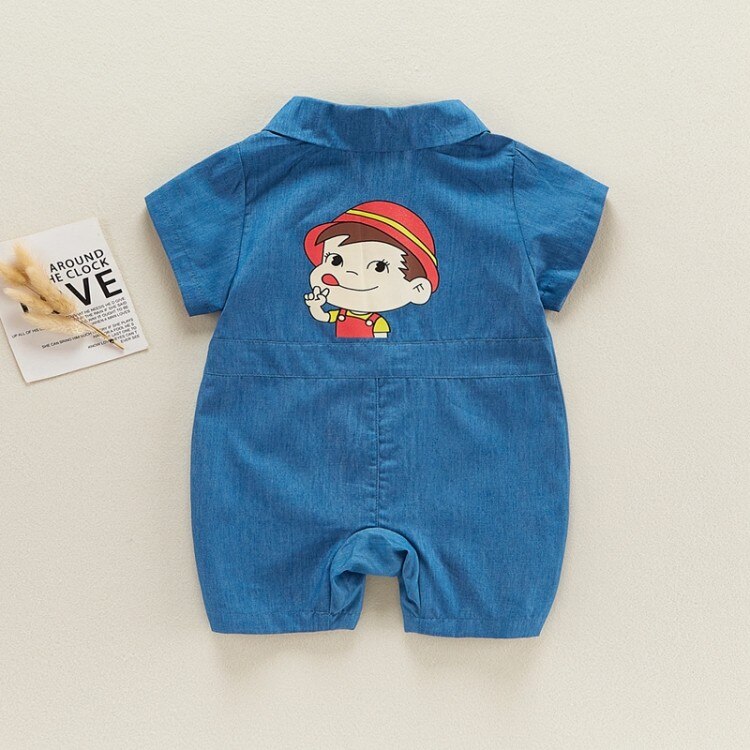 Denim Strampler für Junge und Kleid für Mädchen Karikatur Druck Baby Karosserie Zwilling Outfits Nette Kleidung für Neugeborene Baby dinge: Junge / 73