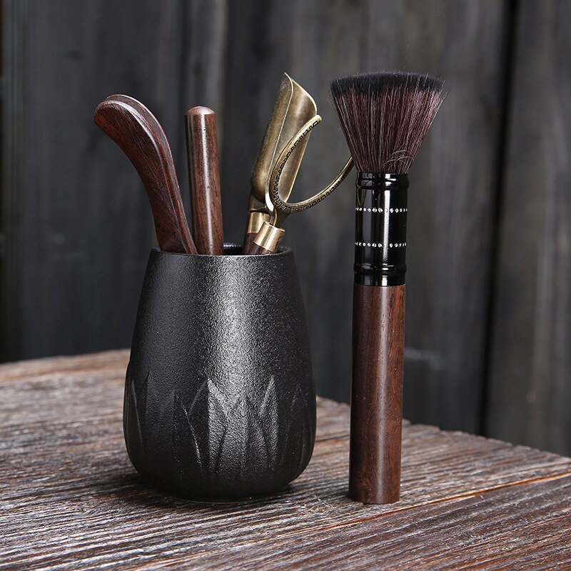 Ceramic Tea Ceremony Six Gentlemen Kung Fu Tea Accessories Black Sandalwood Tea Set Tea Making Tool Tea Clip Tea Needle: color2
