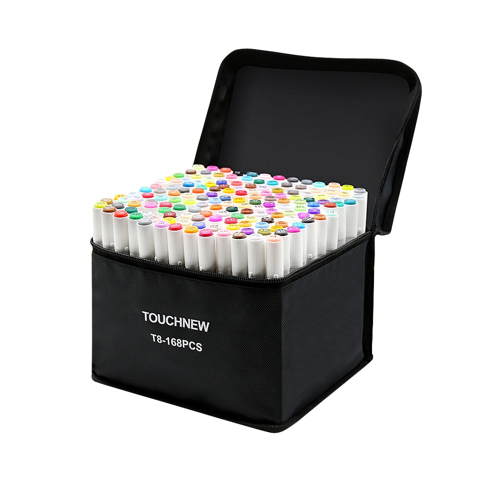 TOUCHNEW-rotuladores artísticos T8 con doble punta, conjunto de rotuladores con Alcohol, bolígrafos redondos para niños y adultos para colorear