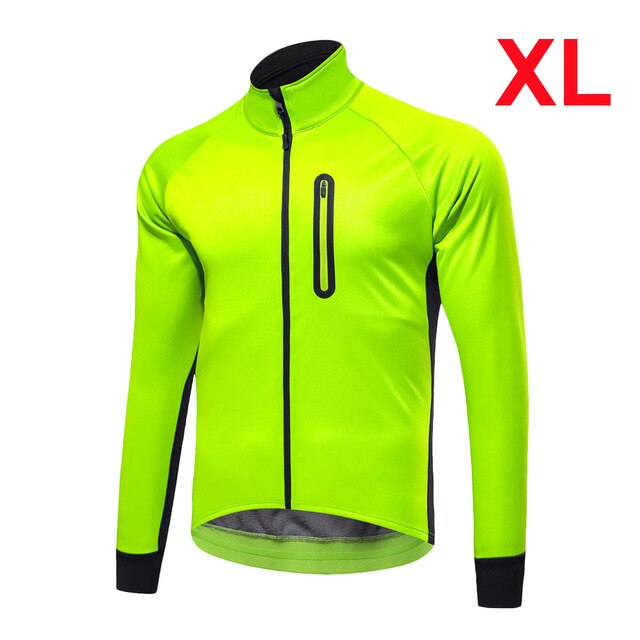 Winter Cycling Jacket Windproof Thermal Keep Warm Mountain Bike Jacket Coat Outdoor Sports Bicycle Clothes: Green / 4XL